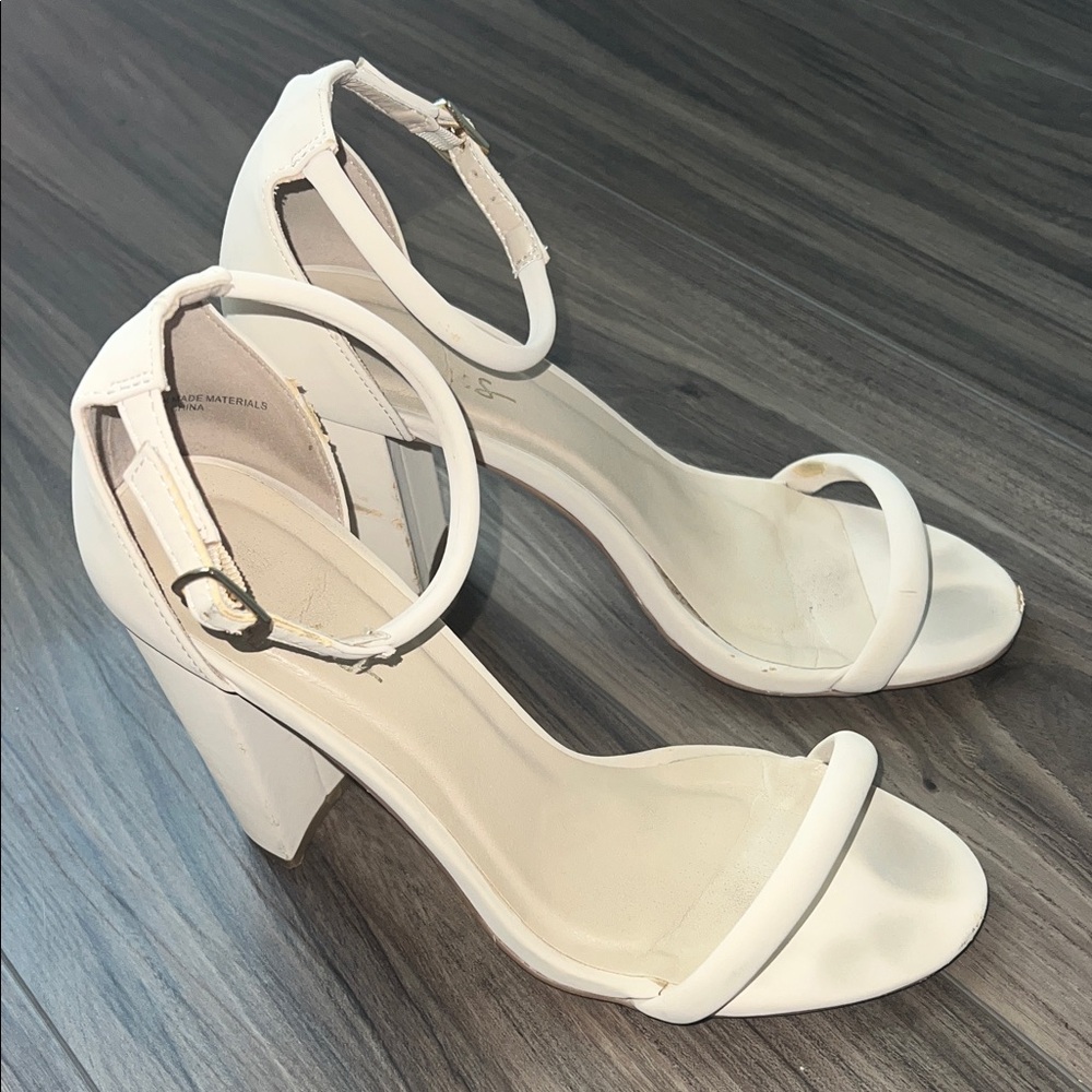 Lulu's Cream Ankle Strap Heels